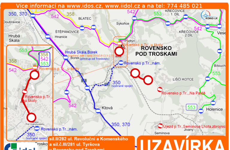Výstavba kanalizace v Rovensku pod Troskami pokračuje od poloviny března, práce zkomplikují dopravu